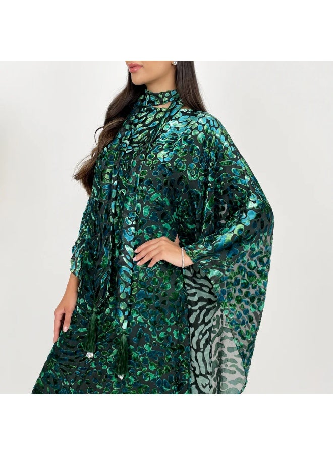 QABEELA RAM24 EMERALD DEVORÉ KAFTAN - Image 2